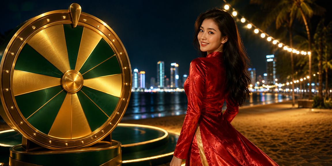 Người chơi tại Quy Nhơn tham gia vòng quay may mắn với trang phục áo dài truyền thống